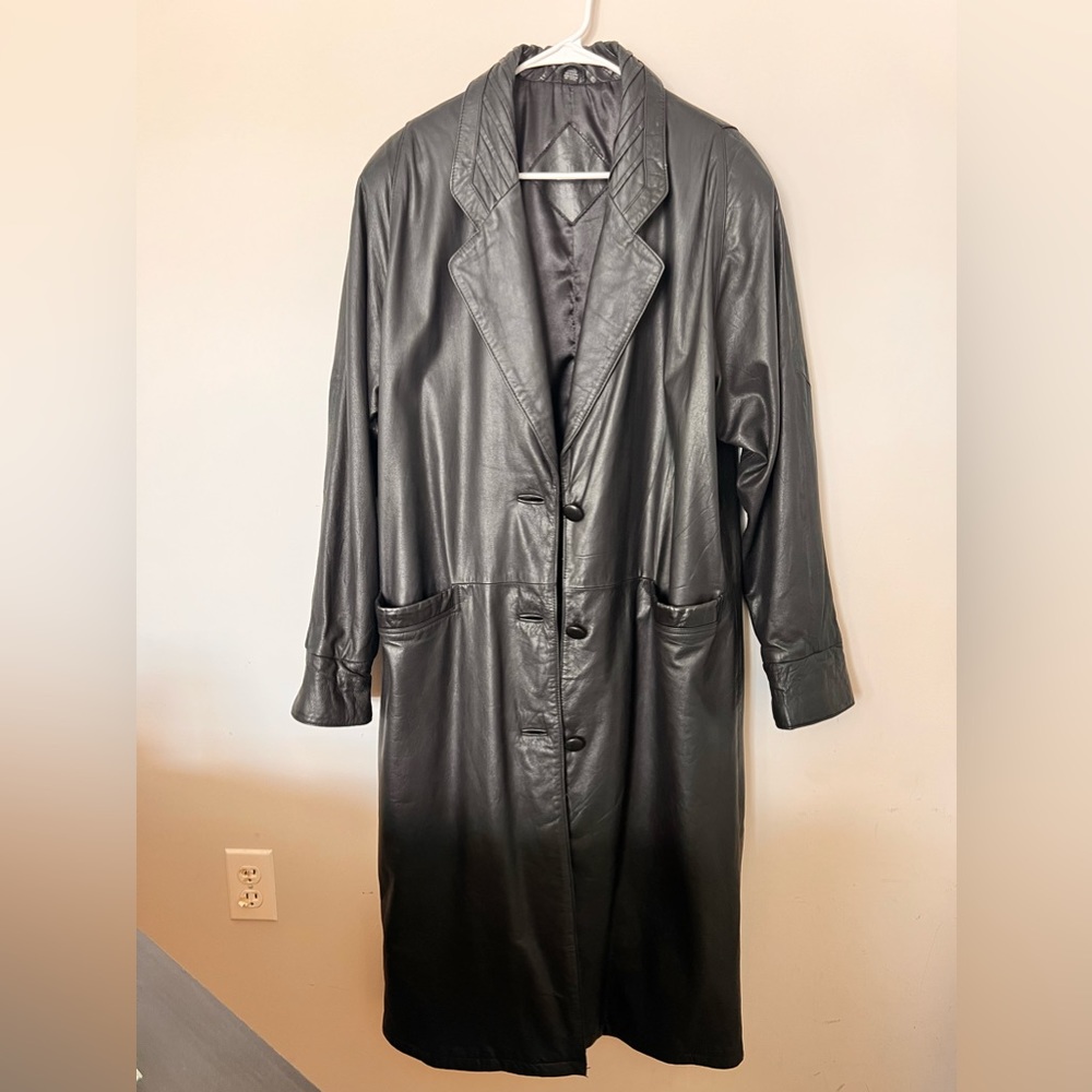 Vintage Jacqueline Ferrar Full Length Leather Coat Great Condition